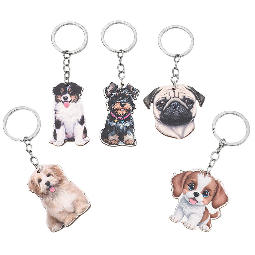 9g Weight Keychain Classification Daily Occasion Wood Material Dog Pattern Unisex Gender Cute Style Cute Dog Wood Unisex Keychain 3