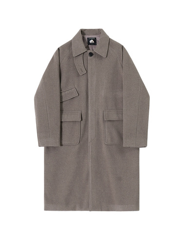 MYQ premium lapel H-shaped woolen coat men's winter thick mid-long coat Korean loose woolen windbreaker