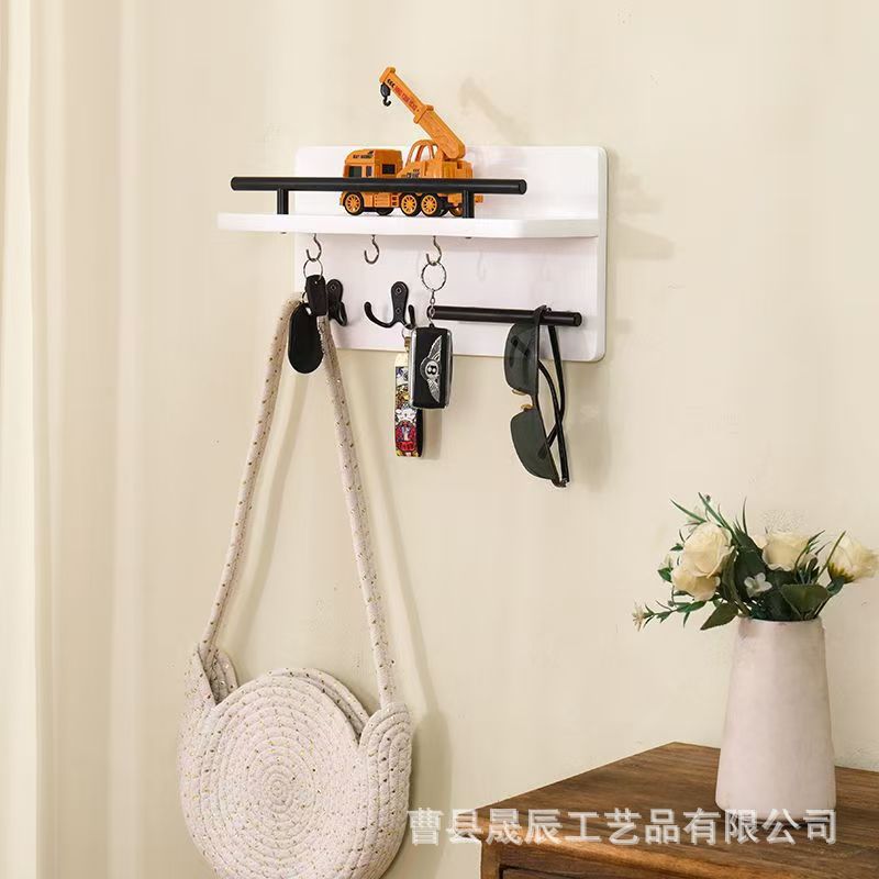 Estante de pared del baño, entrada a la puerta, gancho para ropa, bolsa trasera de la puerta, soporte de almacenamiento para ropa y sombreros, soporte para correo de sobres de pared