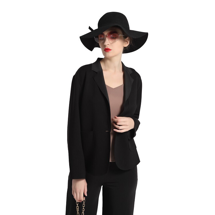 Women's air cotton stretchy stand-up collar top, plus size, loose, fashionable, versatile, soft, comfortable, stylish, high-end blazer