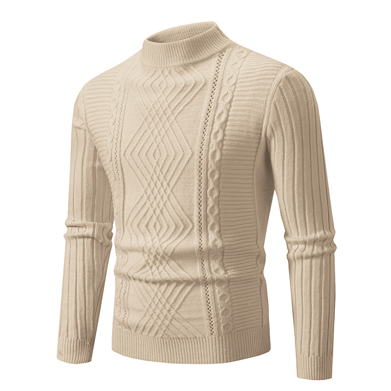 Men's Clothing Men's Slim Fit Mock Neck Sweater - Soft Knit Pullover With Classic Solid Color For Casual & Layering (White, Black, Red, Beige, Blue)_voghion.com