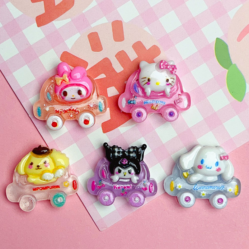 Transparent color Sanrio rice car cartoon resin accessories diy cream glue accessories hairpin headdress material