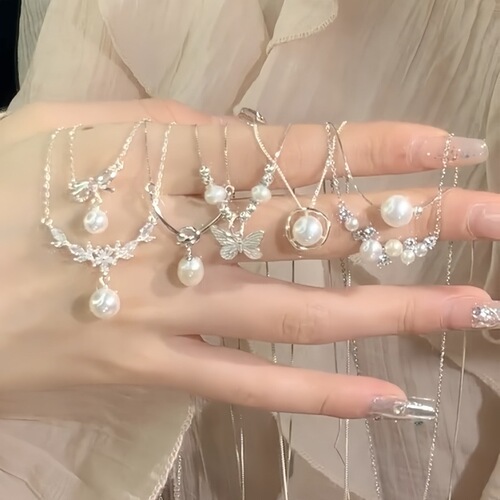 Pure Silver Pearl Necklace for Women, Model: New S925, Durable and Non-Fading, High-End and Versatile, Suitable for Spring and Summer, Clavicle Chain, Wholesale