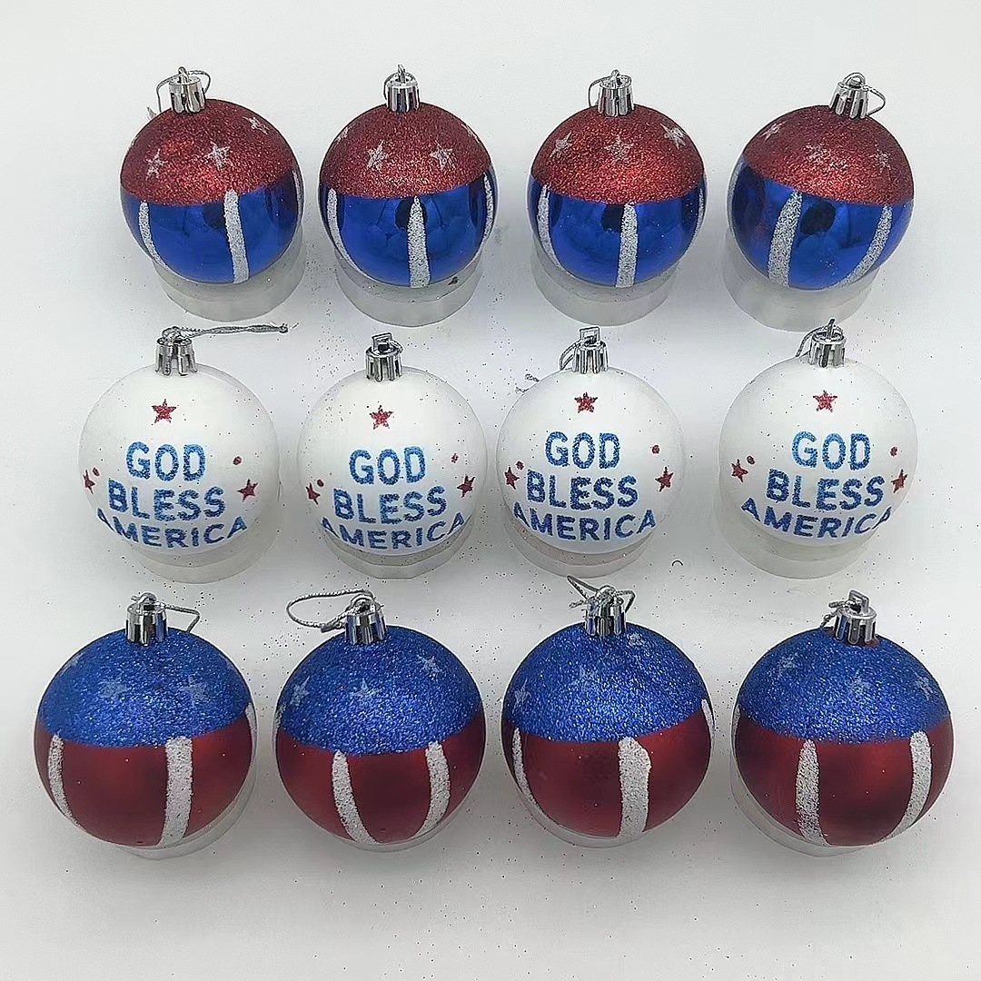 Cross-border especial 6cm patrón de la bandera americana Día DE LA Independencia hecho a mano brillo bola decorativa BOLA DE Navidad colgante