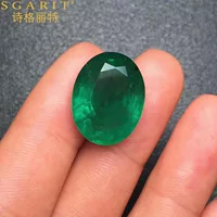 Оптовая Gem Лапша Обычное Лицо Яйцо В Форме Замбии 17.92ct Натуральный Изумруд Голый Камень 18K Золото Инкрустация Кулон