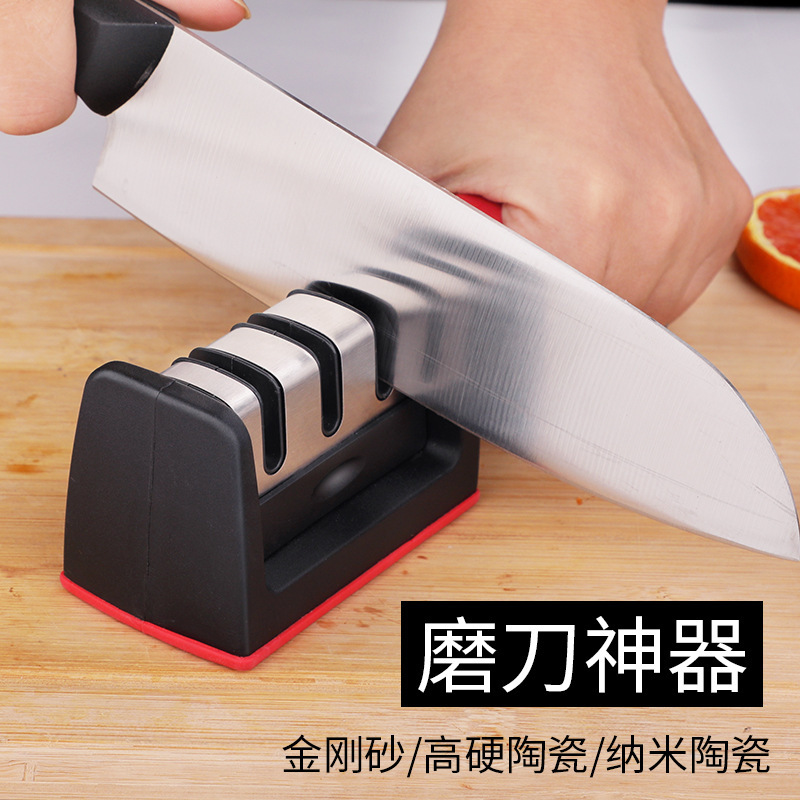Cuchillo de afilado manual de acero inoxidable ángulo fijo profesional multifuncional afilador de cuchillo de piedra afilador doméstico sin