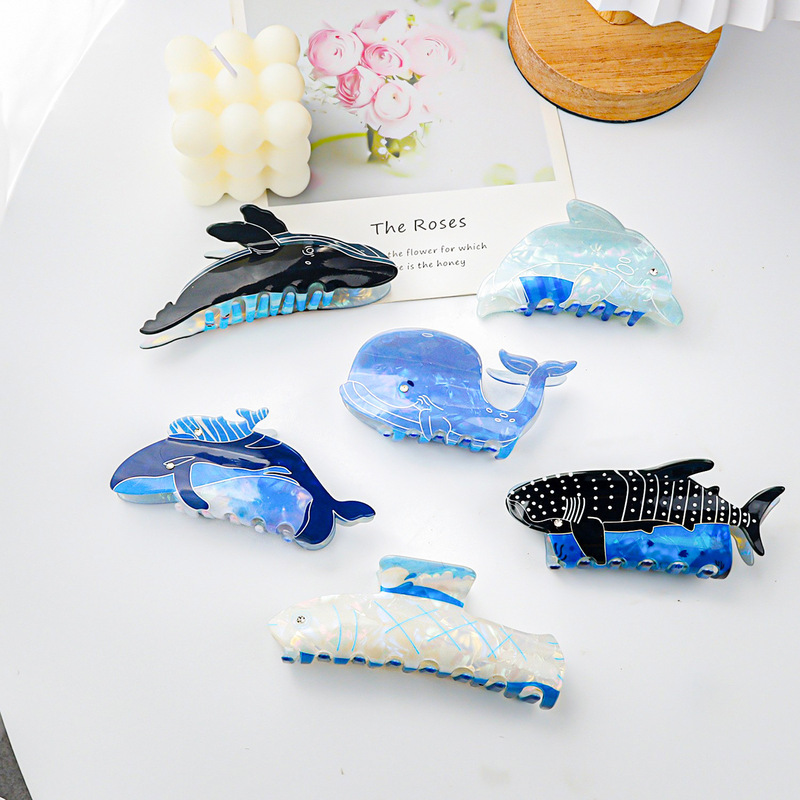 Ocean Series Blue Gorace April New Product pvc8 cm Cross-border Blue Series Printed Whale Dolphin