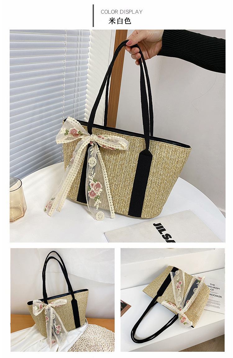 Fashion Lace Straw Large Capacity Shoulder Messenger Portable Bag Wholesale display picture 26