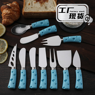 Factory in stock creative PP plastic cheese handle cheese knife butter knife Western spatula stainless steel cheese knife