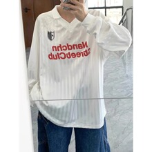 文艺日系条纹球衣字母印花长袖T恤男春秋新款流行百搭潮流时尚ins