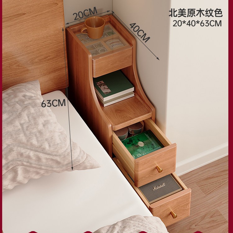 원목 색상 20cm 초슬림 [투명 보석함 + 이동식 디자인]