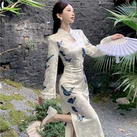 【超显瘦系列】胖mm新中式国风旗袍丝绒连衣裙复古名媛收腰包臀裙