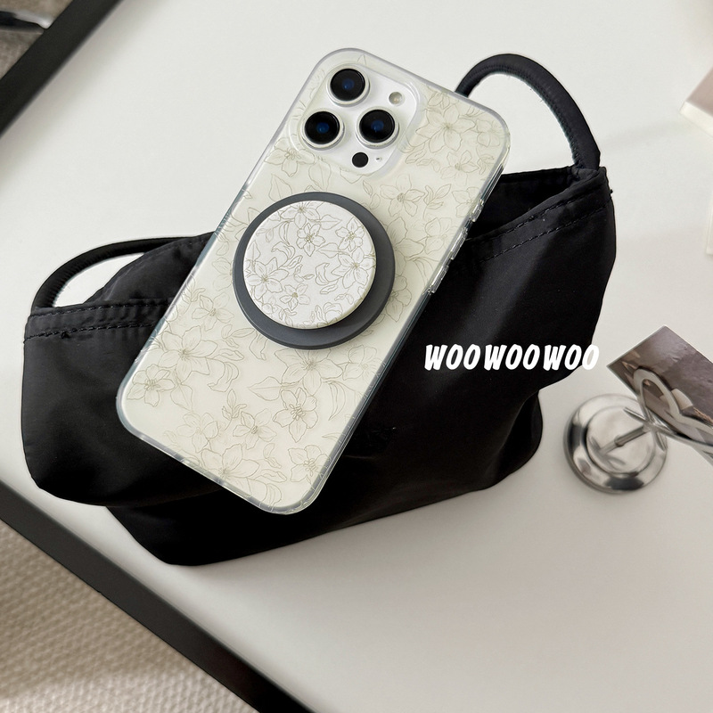 小众ins气质满屏小花适用iPhone15pro max苹果16手机壳14磁吸支架|undefined