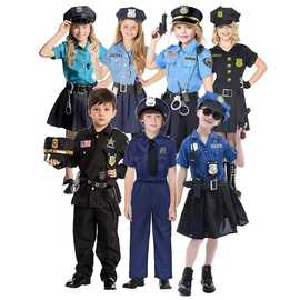 万圣节儿童警察服角色扮演女款警察服表演万圣节变装舞会派对服装