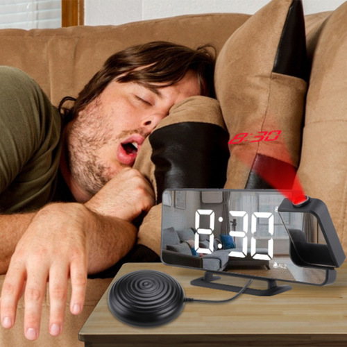 New creative with automatic photosensitive USB charging powerful vibration alarm clock LED mirror projection clock vibration clock