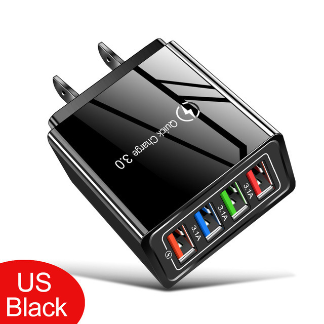 4USB mobile phone charger 4.1A multi-port US, Europe and UK travel charger charging head