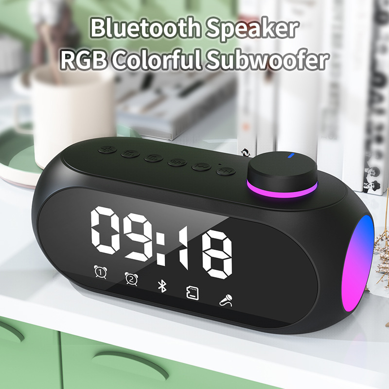 新しいS18 bluetoothスピーカーRGB目覚まし時計スピーカー重いサブウーファ携帯ミニ時計家庭用デスクトップオーディオ|undefined