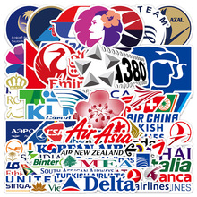 55张不重复跨境登机牌航空公司涂鸦贴纸DIY行李箱汽车滑板防水贴