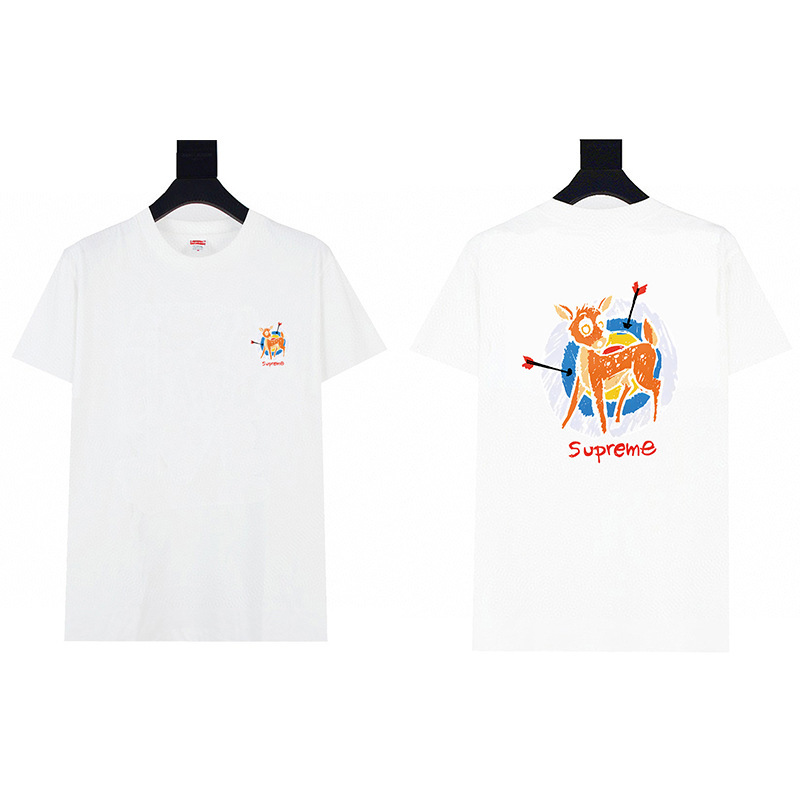 ヘビーウェイトクロスボーダー アメリカンファッション Supreme レタープリント Tシャツ BOX ラウンドネック 半袖 メンズ レディース ゆったり カジュアル Tシャツ 男女兼用|undefined