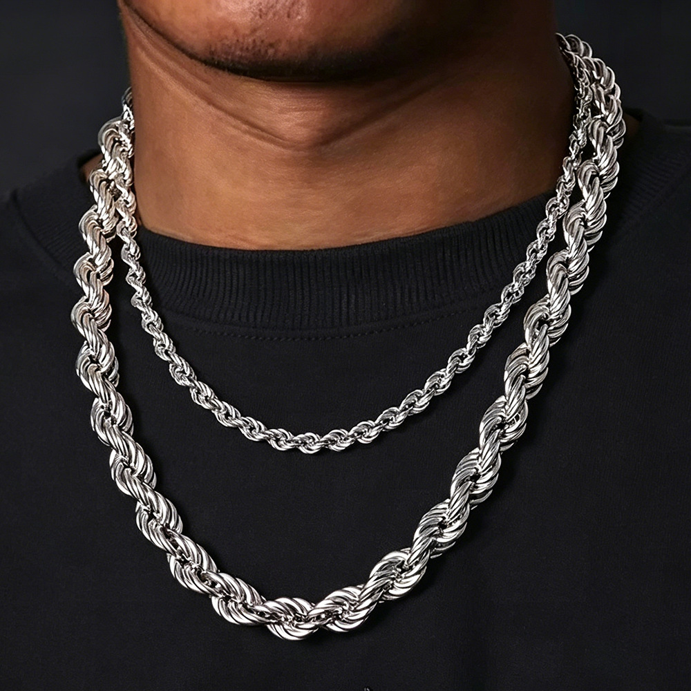Collar de acero inoxidable sin decoloración de cadena de acero de titanio de alta calidad barata Hip Hop hombre con cadena de cadena image 4