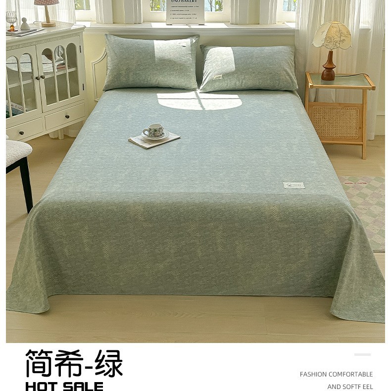 Verano 100 sábanas de tela gruesa vieja de algodón de una sola pieza de algodón algodón lino dormitorio estera edredón funda de almohada simple juego de tres piezas