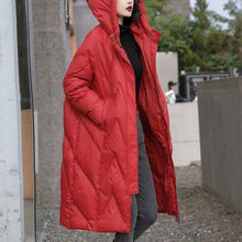冬季加肥加大码羽绒服女中长款200斤胖孕妇中国宽松外套民族风