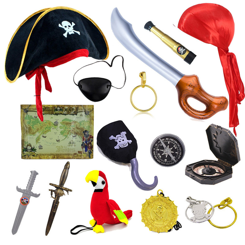 Halloween Pirate Dress up Eye Mask Anchor Necklace Hat Earrings Pirate Knife Party Costume Carnival Party Props Halloween Pirate Dress up Eye Mask Anchor Necklace Hat Earrings Pirate Knife Party Costume Carnival Party Props