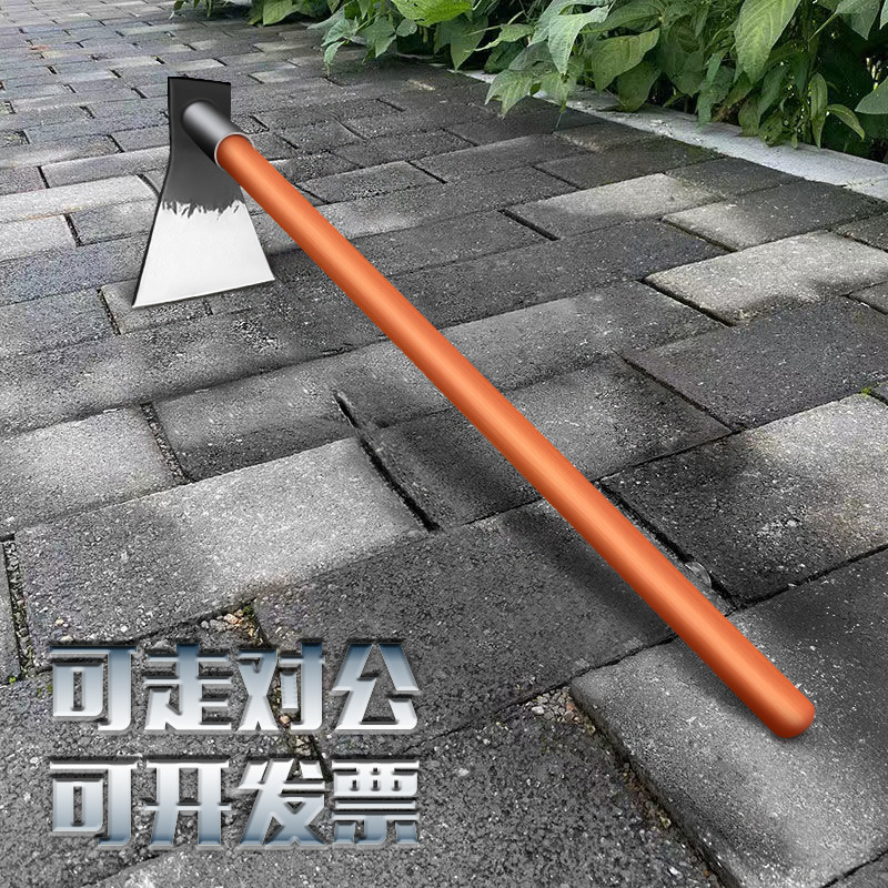 锻打锰钢锄头农用钢锄开荒除草翻土神器全钢加厚长柄板锄锄草锄