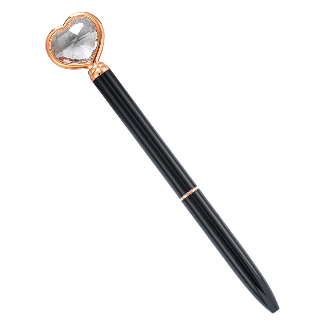 Bolígrafo de diamante en forma de corazón de alto valor visual para estudiantes bolígrafo de metal creativo regalo publicitario logotipo de bolígrafo de amor de cristal