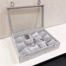 冰花绒首饰盒大容量手表手串手镯多格饰品透明珠宝收纳盒