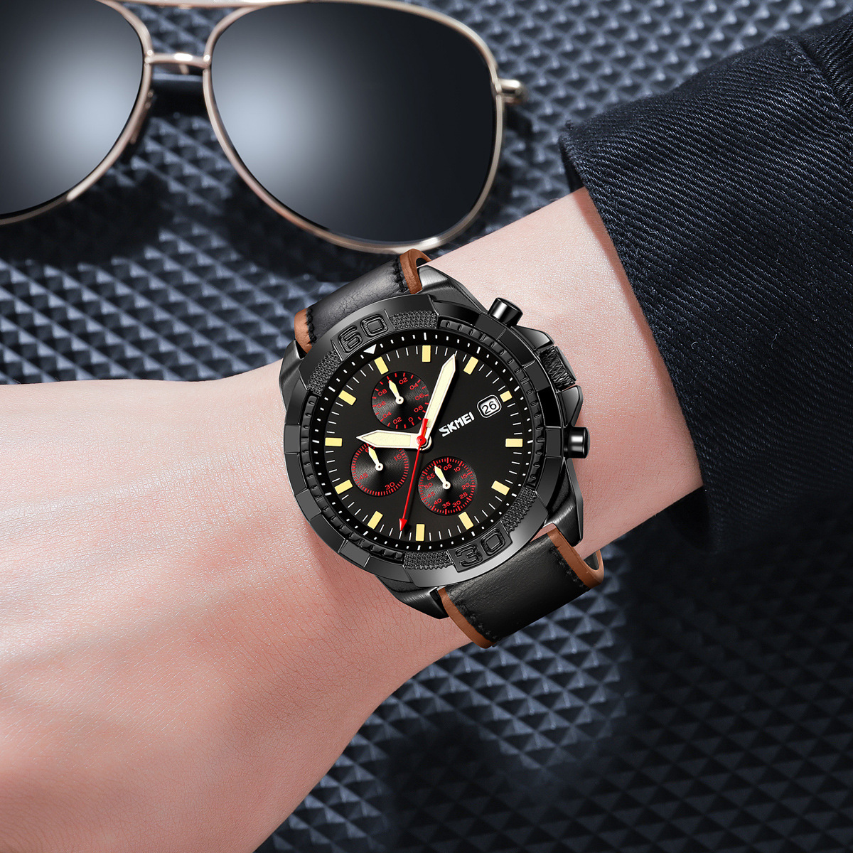 Momento Meiyuantou fábrica de reloj de pulsera de estilo deportivo para hombres, reloj de cuarzo nocturno multifuncional a prueba de agua, exclusivo transfronterizo