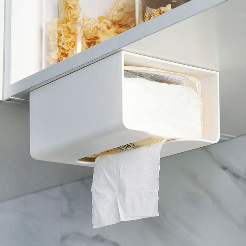Multifunctional Under-Desk Tissue Box, No Punching, No Trace, Kitchen Storage, Bathroom Wall-Mounted Tissue Box, Tissue Box Multifunctional Under-Desk Tissue Box, No Punching, No Trace, Kitchen Storage, Bathroom Wall-Mounted Tissue Box, Tissue Box