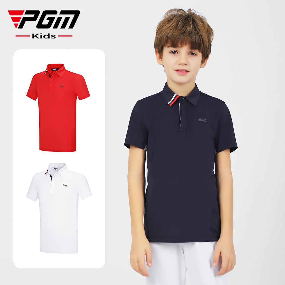 Pgm Boys Golf Clothing Kidsren's Short-Sleeved T-Shirt Spring and Summer Boys' Sportswear Brand Direct Sales