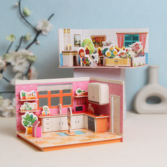 Street stall 3D three-dimensional puzzle paper handmade diy early education educational concentration toys girls kindergarten wholesale