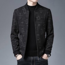 新款男士夹克秋冬加厚保暖外套商务休闲棒球领拉链中年爸爸装