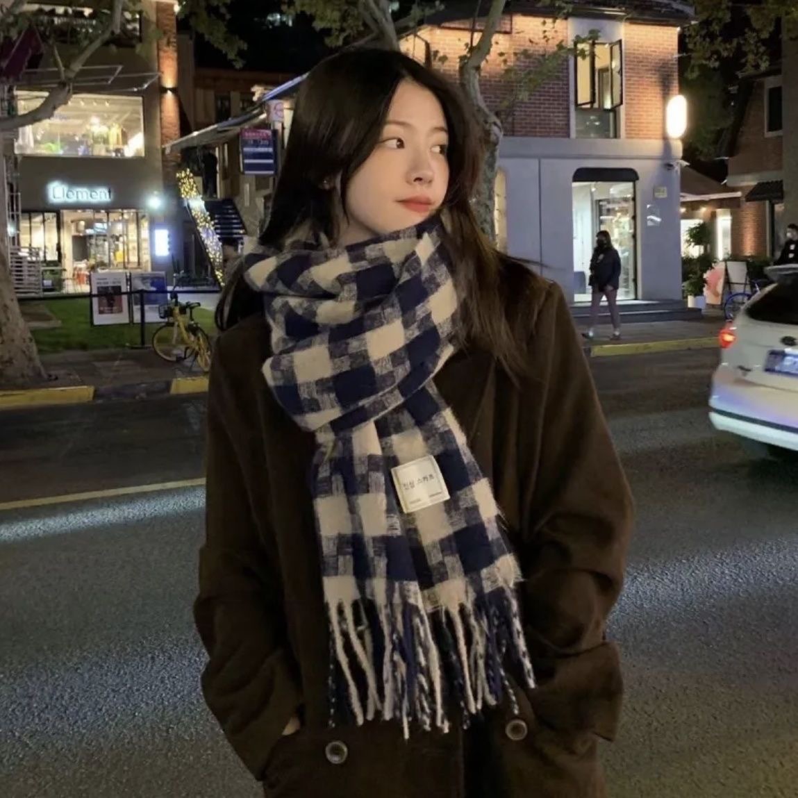 2026 New Style Scarf for Women, Winter Korean Version Versatile Plaid Scarf, Faux Cashmere, Thickened and Warm Neck Warmer for Students, Wholesale