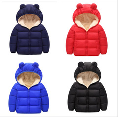 Children's clothing 2022 new sheep's wool cotton jacket for boys and girls, rabbit ear thick medium and small children cotton padded jacket baby wool cotton coat