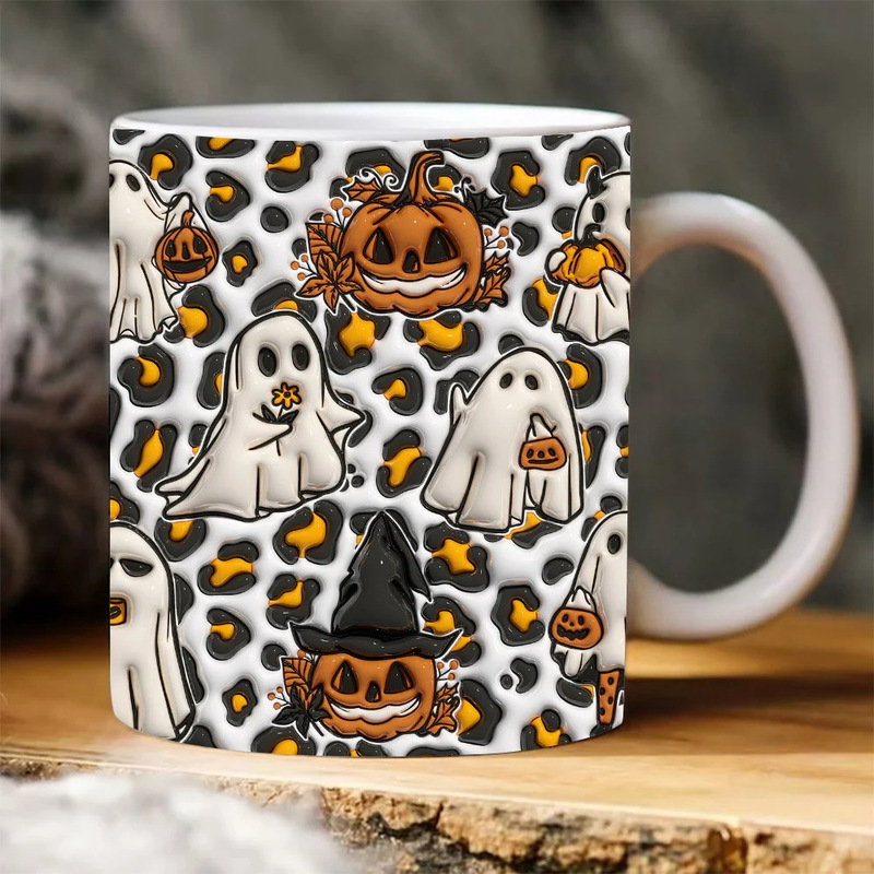 国境を越えた3d SPOOKY幽霊hallowenコーヒーマグカップ水杯ハロウィーンカボチャPumpkin|undefined