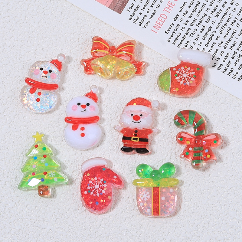 Ice Flash Christmas Cartoon Christmas Tree Handmade DIY Hairpin Jewelry Cream Glue Accessories Resin Accessories Ice Flash Christmas Cartoon Christmas Tree Handmade DIY Hairpin Jewelry Cream Glue Accessories Resin Accessories