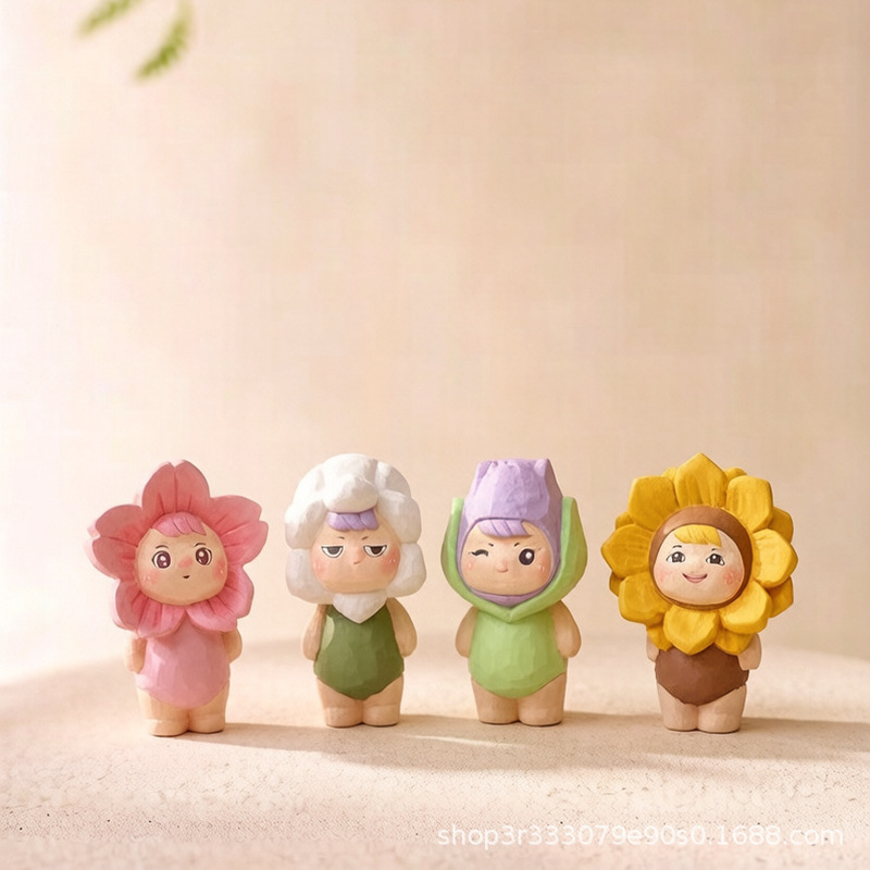 Original Handmade Wooden Carving of the Four Elves, Suitable for Office Desktop Decoration, Car Interior, Street Stalls, and Travel Cultural Products Original Handmade Wooden Carving of the Four Elves, Suitable for Office Desktop Decoration, Car Interior, Street Stalls, and Travel Cultural Products