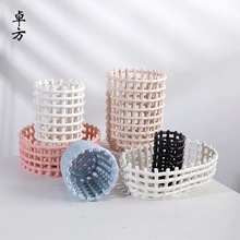 陶瓷编织篮筐北欧ins手工收纳筐 果篮多用途桌面收纳摆件批发