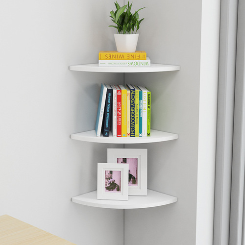 Corner shelf, corner corner, kitchen living room bedroom wall hanging hollow triangular fan-shaped wooden partition without drilling