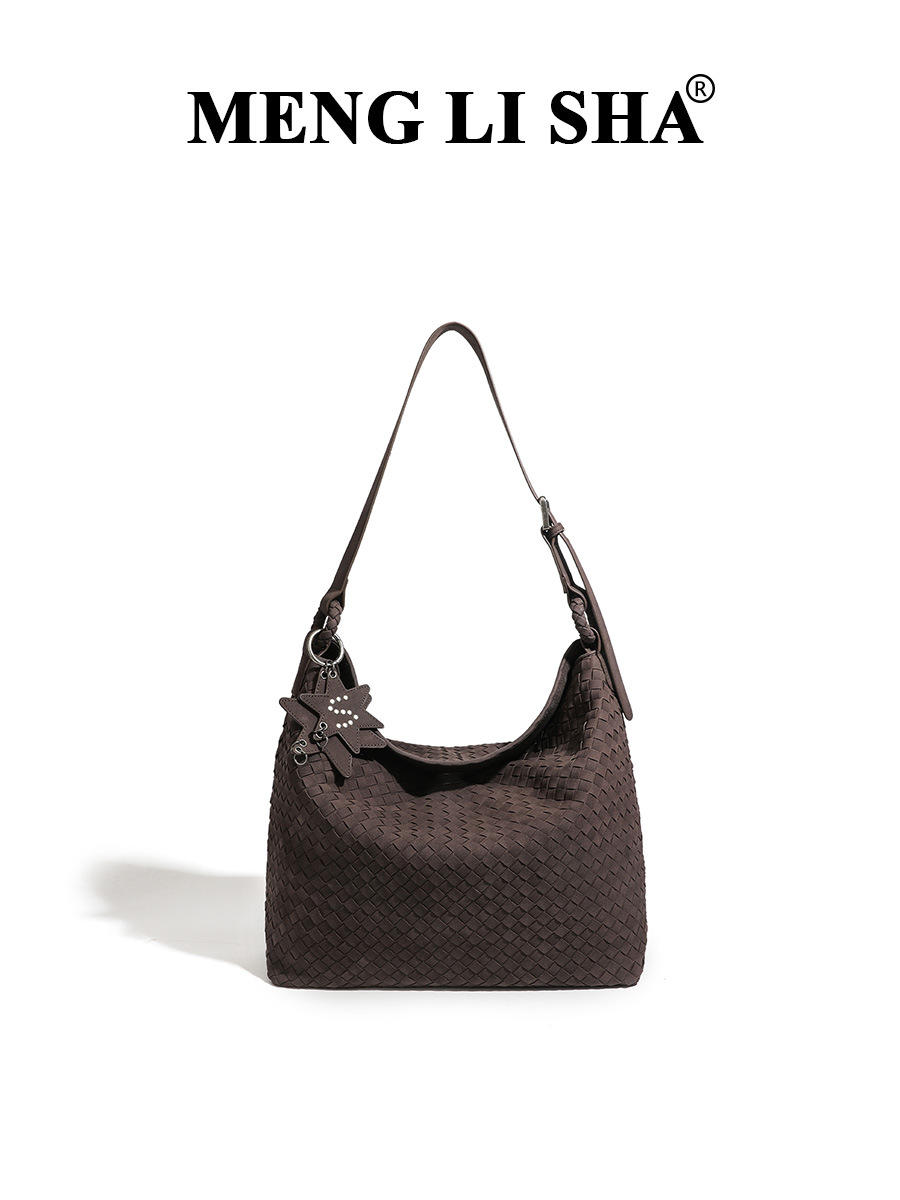 Túi tote dệt tay cỡ lớn mùa thu đông, phong cách đơn giản, đeo chéo hoặc đeo nách, phối đồ vintage