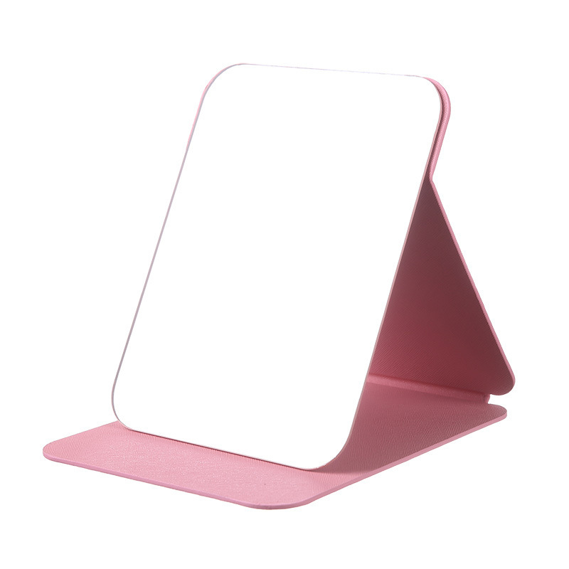 Espejo plegable de cuero PU Dormitorio de estudiantes Espejo de maquillaje de belleza de estilo princesa Espejo de tocador simple de escritorio para el hogar