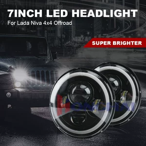 Car led headlight Wrangler headlight off-road vehicle work light 7 inch car LED headlight angel eye aperture