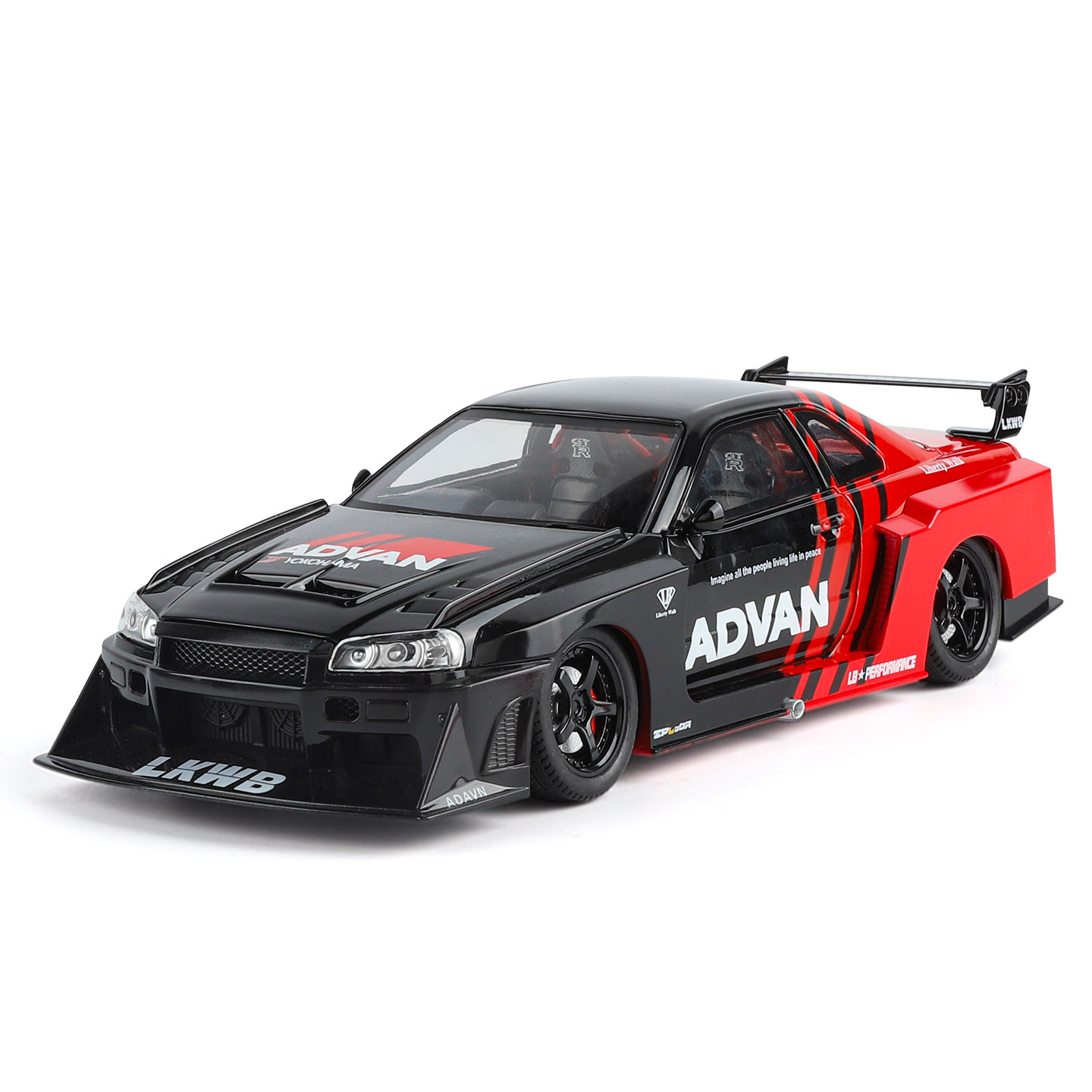1: 24 GTR modificación modelo de automóvil de aleación retorno de sonido y luz modelo de automóvil tema de disparo accesorios regalo de cumpleaños para niños