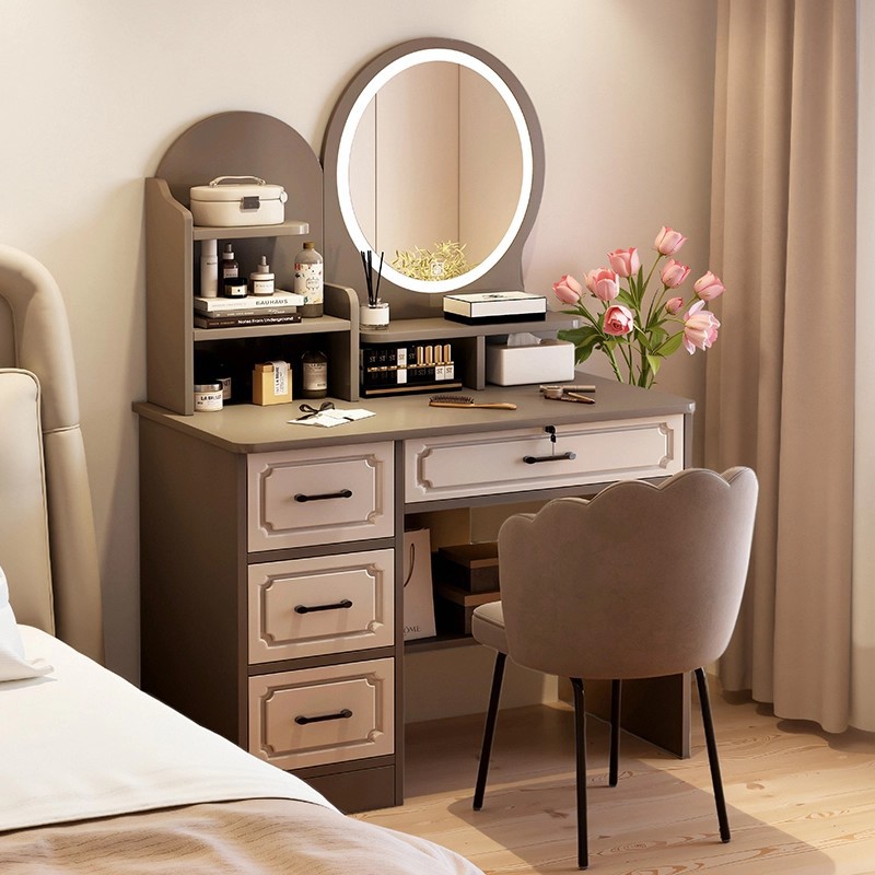 Comedor de vestir dormitorio simple 2025 nuevo modelo moderno de mesa de maquillaje mesa espejo de almacenamiento de la mesa de maquillaje doméstica pequeña casa