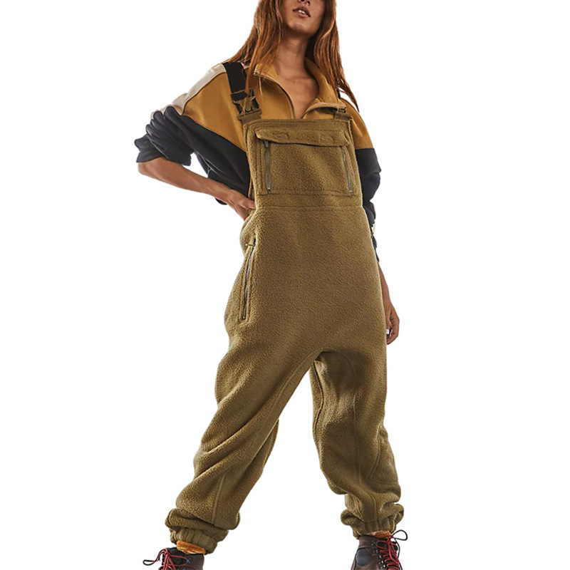 2024亚马逊爆款热卖自由人加绒加厚毛绒男女连体衣连体裤滑雪服