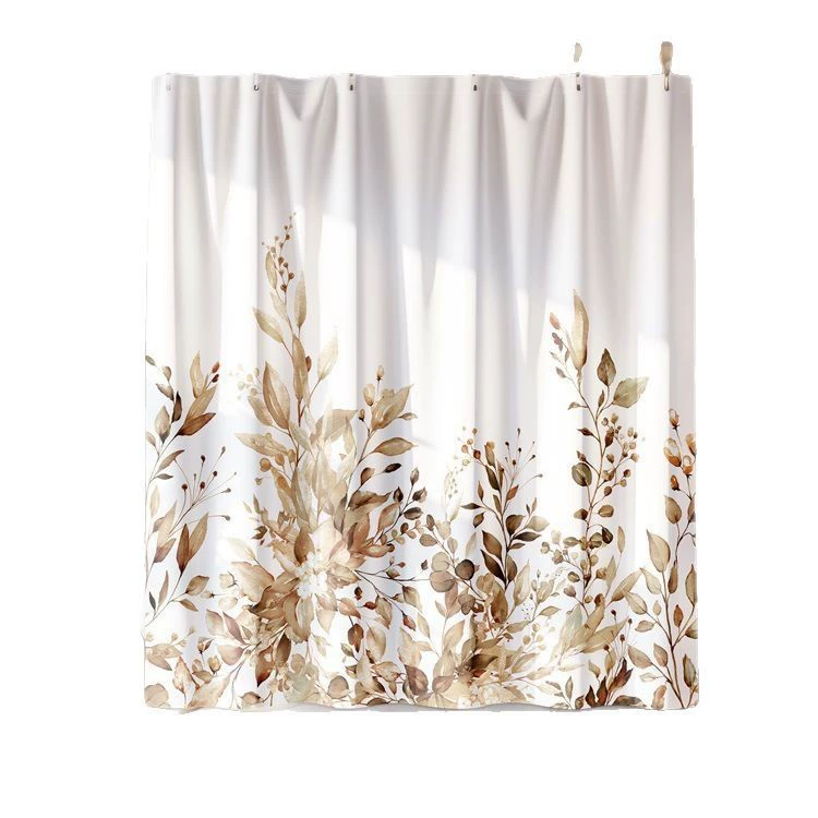 Занавеска для ванной, зелёный водонепроницаемый растительный рисунок, тканевая, 3D цифровая печать (услуга)