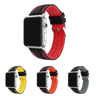 For apple Watch 7 apple Silicone Strap iwatch Two-Tone Pattern Buckle Wristband 22mm Universal